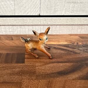 Vintage Baby Fawn Deer Figurine - Plastic - Hong Kong - Miniature